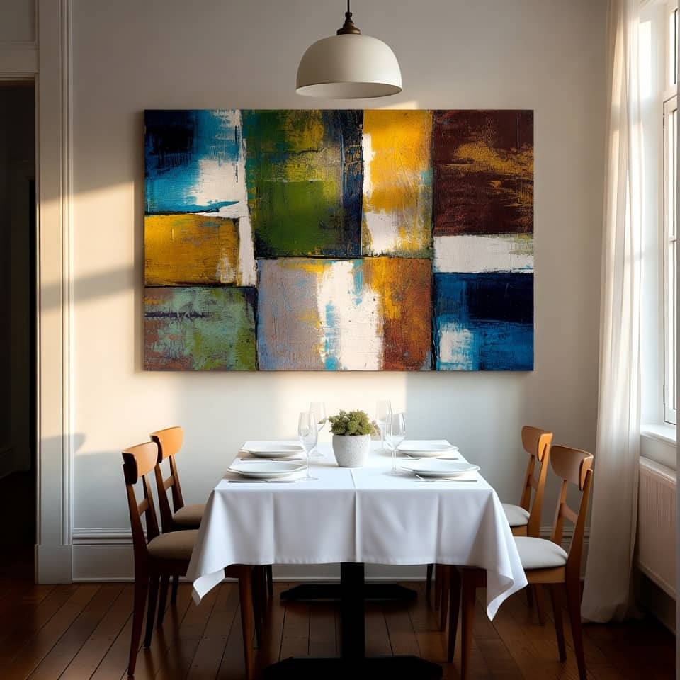  Large Abstract Canvas Art in dining room
