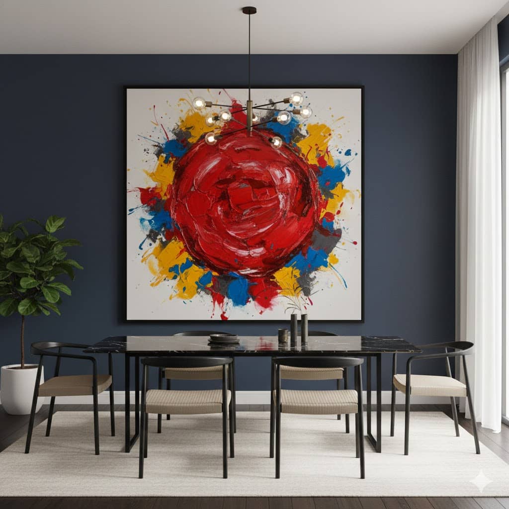 Oversized Statement Wall Art in Dining Room